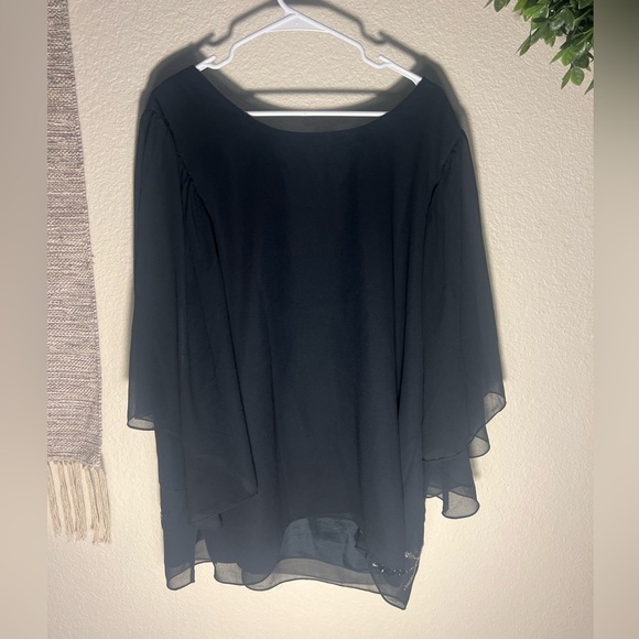 Romans Woman's Blouse Tunic black Beaded Size 22W Plus Open Sleeve - Picture 11 of 13
